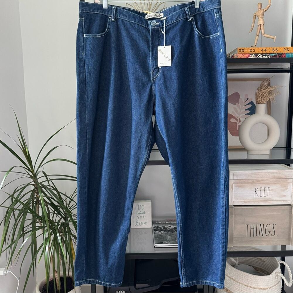 Gravel & Gold Colusa Shasta Dark Wash Relaxed Fit High Rise Tapered Leg Jeans 42 - Picture 4 of 16